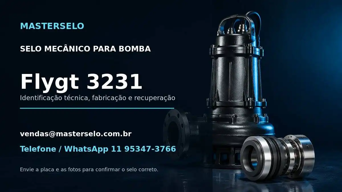 Imagem do modelo de bomba Flygt 3231 usada na identificação do selo mecânico