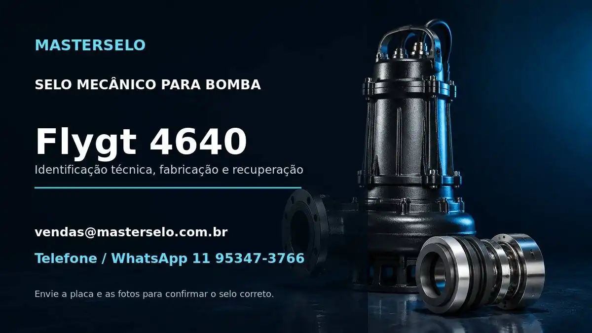 Imagem do modelo de bomba Flygt 4640 usada na identificação do selo mecânico