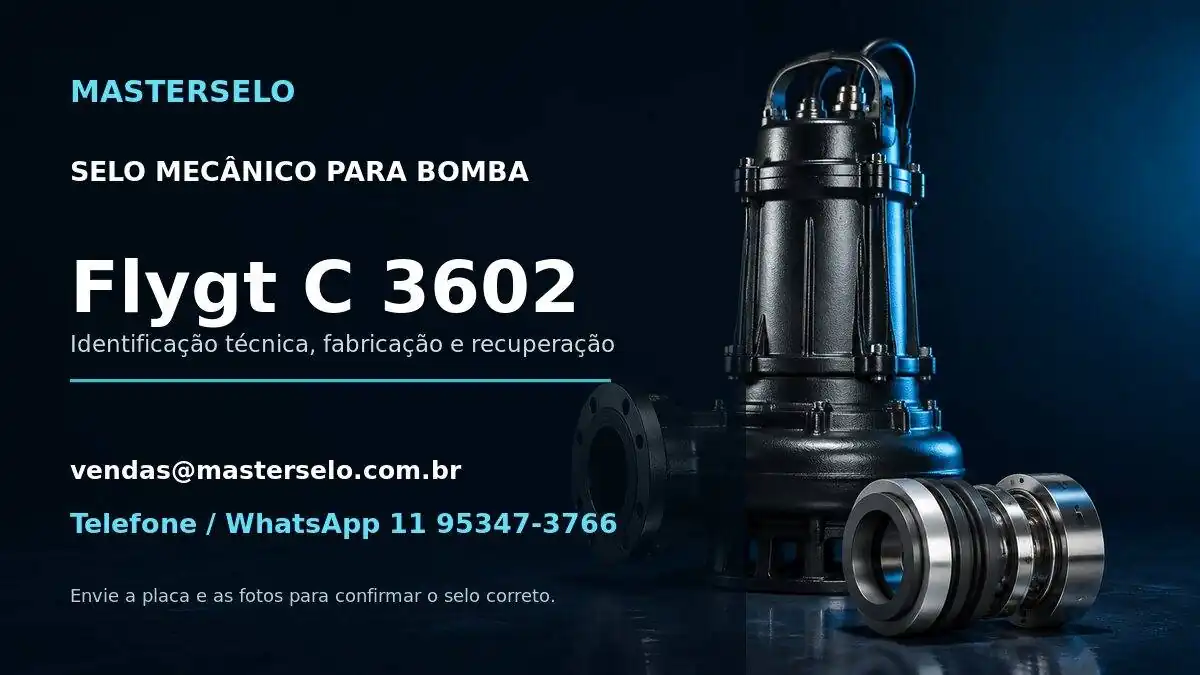 Imagem do modelo de bomba Flygt C 3602 usada na identificação do selo mecânico