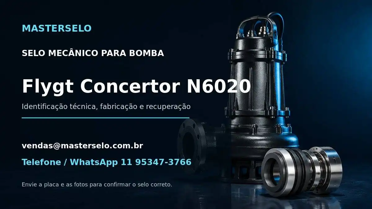 Imagem do modelo de bomba Flygt Concertor N6020 usada na identificação do selo mecânico