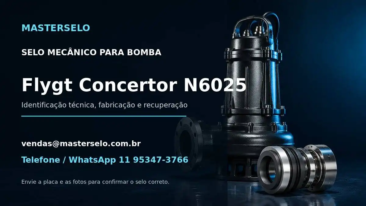 Imagem do modelo de bomba Flygt Concertor N6025 usada na identificação do selo mecânico