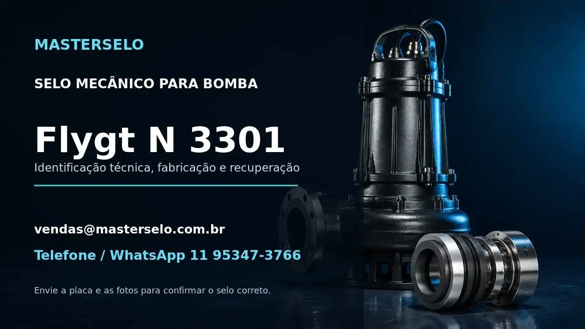 Imagem do modelo de bomba Flygt N 3301 usada na identificação do selo mecânico