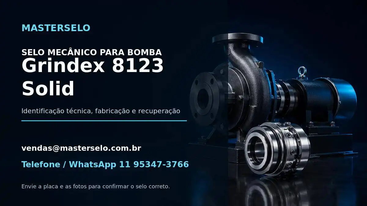 Imagem do modelo de bomba Grindex 8123 Solid usada na identificação do selo mecânico