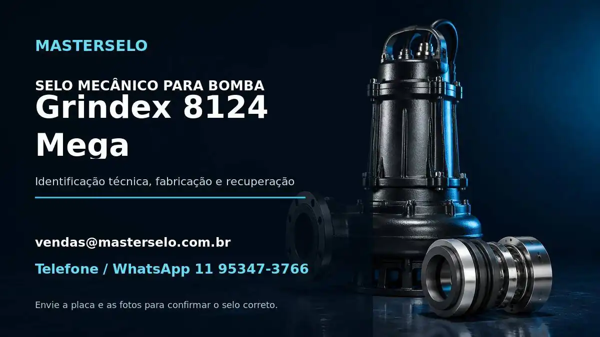 Imagem do modelo de bomba Grindex 8124 Mega usada na identificação do selo mecânico