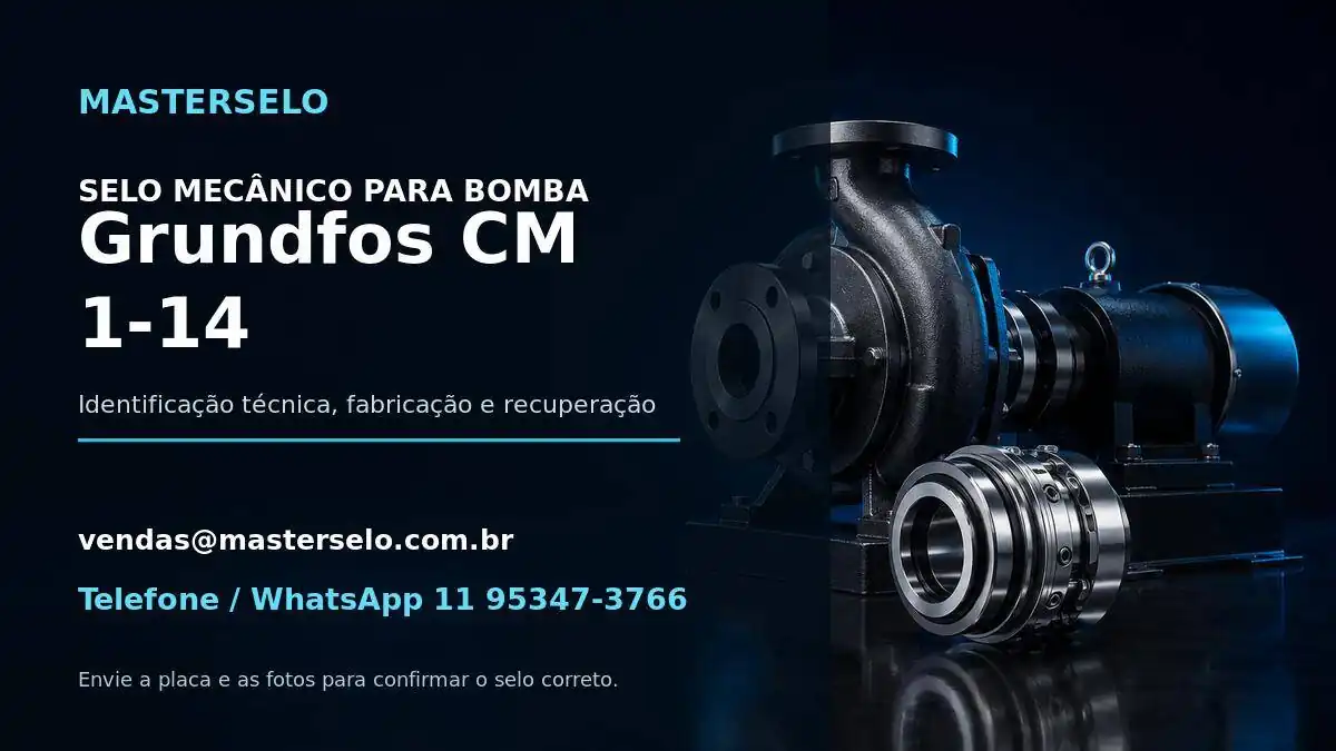 Imagem do modelo de bomba Grundfos CM 1-14 usada na identificação do selo mecânico