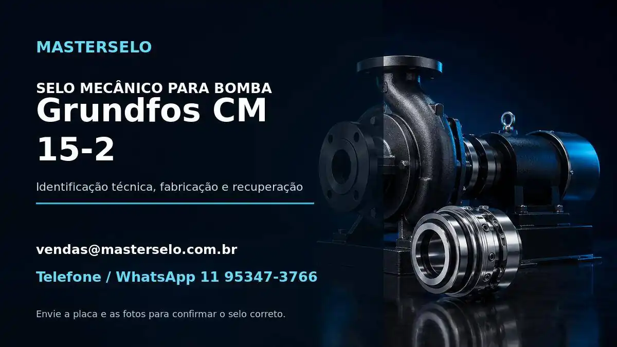 Imagem do modelo de bomba Grundfos CM 15-2 usada na identificação do selo mecânico