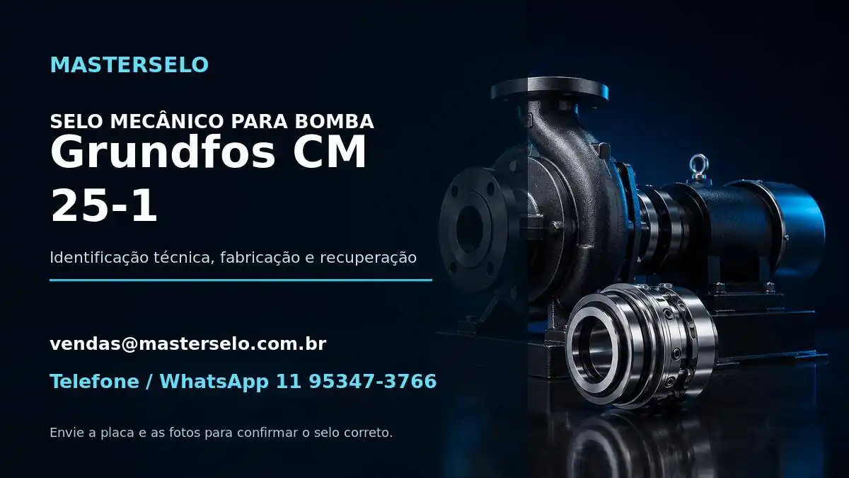 Imagem do modelo de bomba Grundfos CM 25-1 usada na identificação do selo mecânico