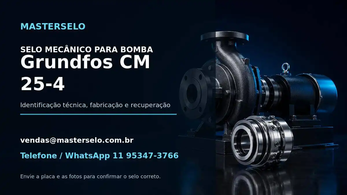 Imagem do modelo de bomba Grundfos CM 25-4 usada na identificação do selo mecânico