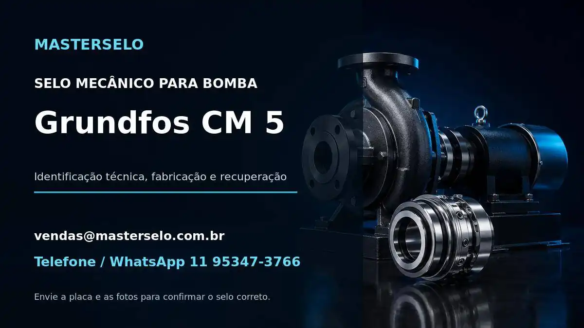 Imagem do modelo de bomba Grundfos CM 5 usada na identificação do selo mecânico