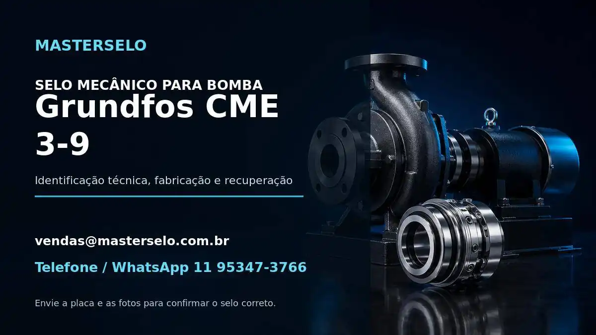 Imagem do modelo de bomba Grundfos CME 3-9 usada na identificação do selo mecânico
