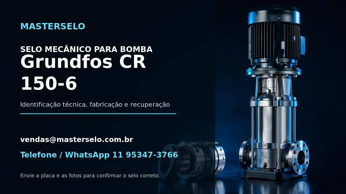 Imagem do modelo de bomba Grundfos CR 150-6 usada na identificação do selo mecânico
