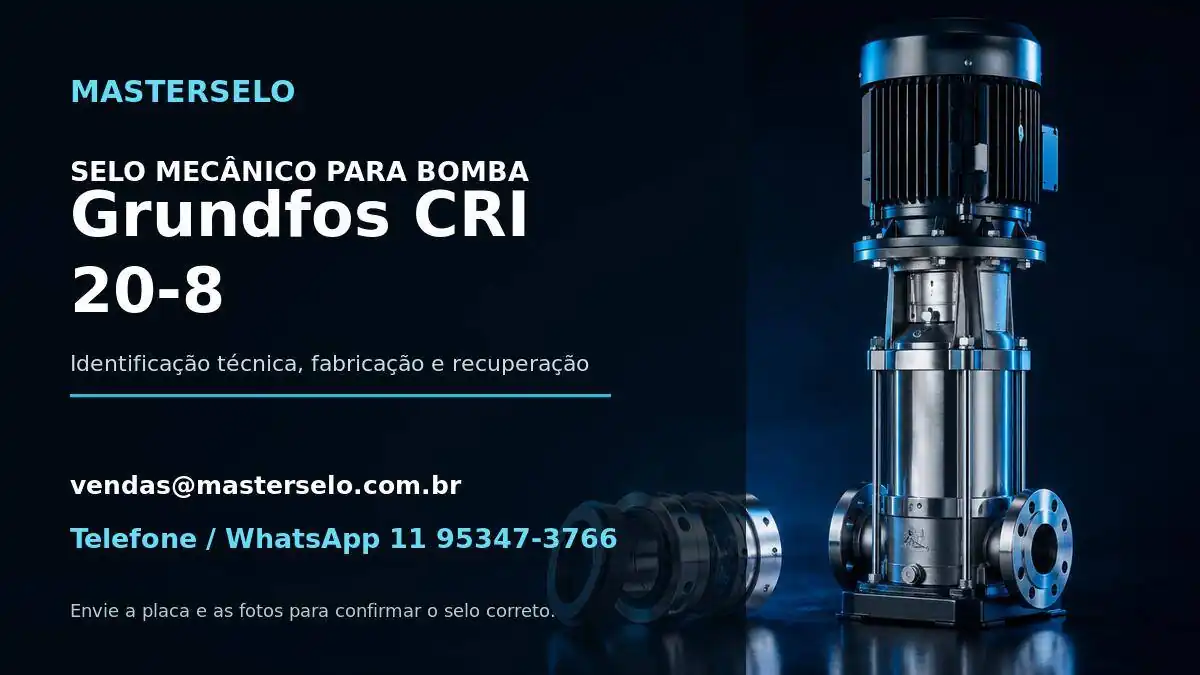 Imagem do modelo de bomba Grundfos CRI 20-8 usada na identificação do selo mecânico