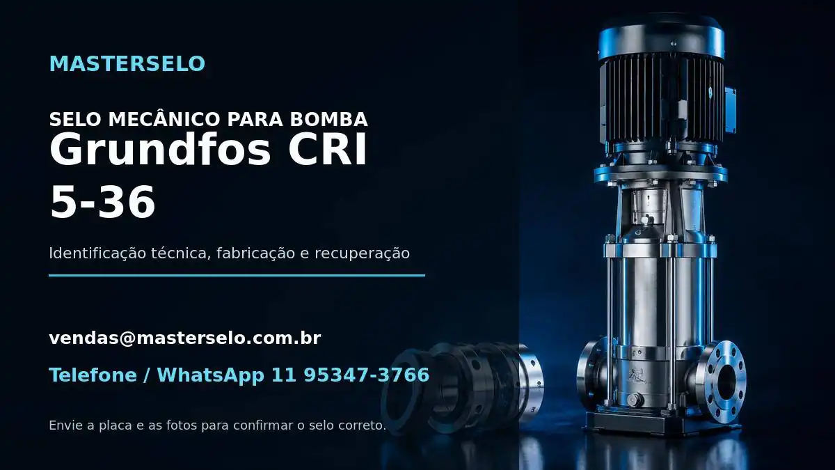 Imagem do modelo de bomba Grundfos CRI 5-36 usada na identificação do selo mecânico