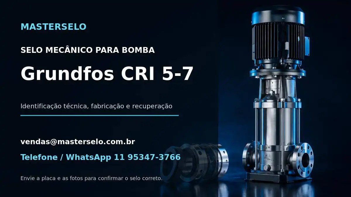 Imagem do modelo de bomba Grundfos CRI 5-7 usada na identificação do selo mecânico