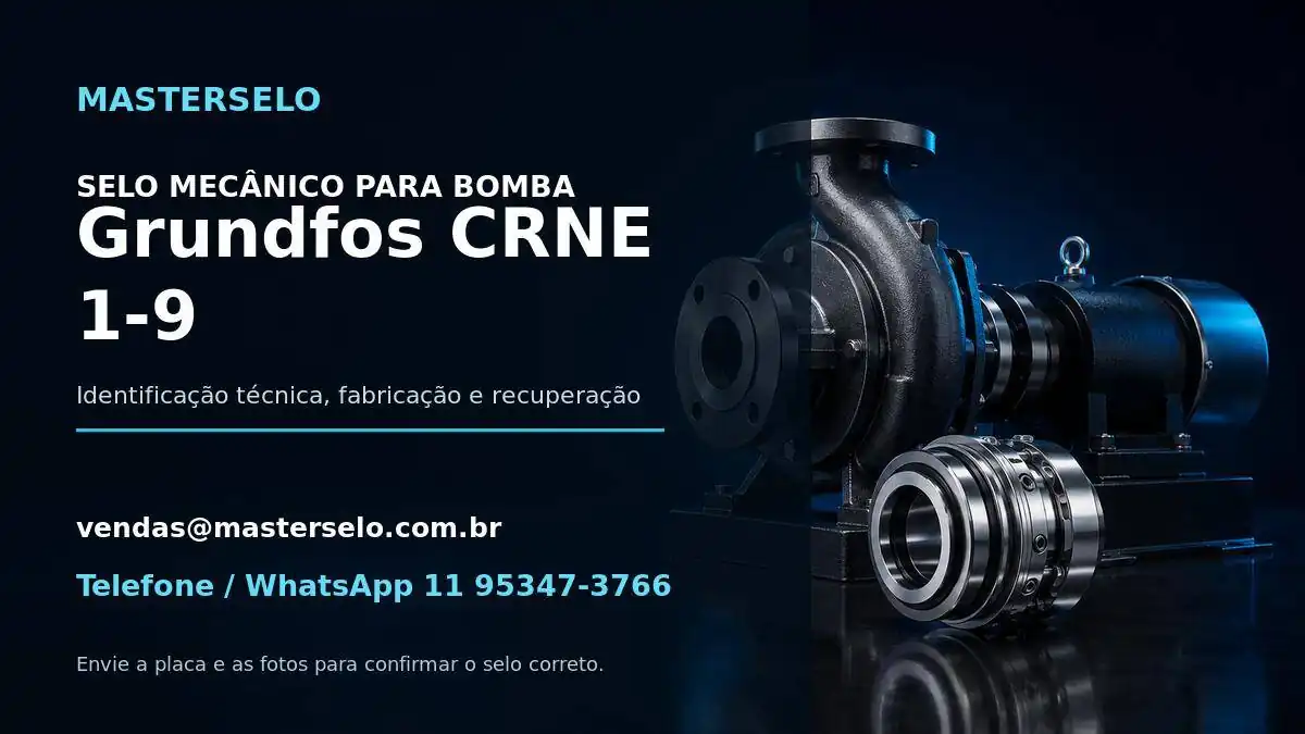 Imagem do modelo de bomba Grundfos CRNE 1-9 usada na identificação do selo mecânico