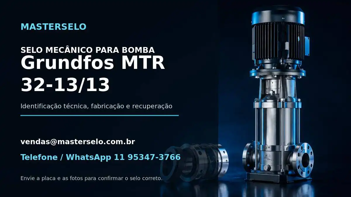 Imagem do modelo de bomba Grundfos MTR 32-13/13 usada na identificação do selo mecânico