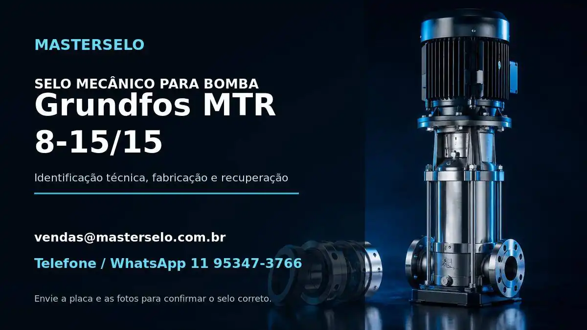 Imagem do modelo de bomba Grundfos MTR 8-15/15 usada na identificação do selo mecânico