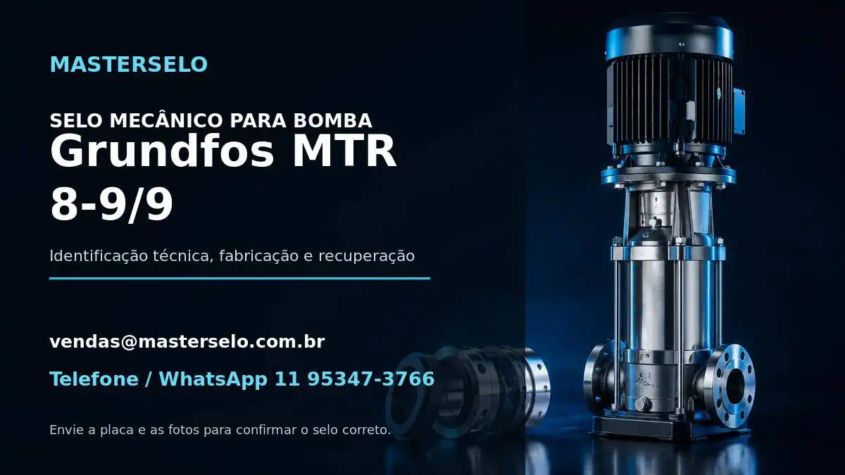 Imagem do modelo de bomba Grundfos MTR 8-9/9 usada na identificação do selo mecânico