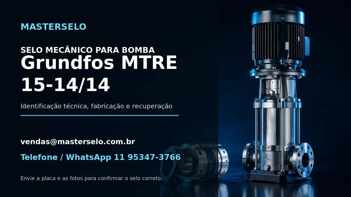 Imagem do modelo de bomba Grundfos MTRE 15-14/14 usada na identificação do selo mecânico