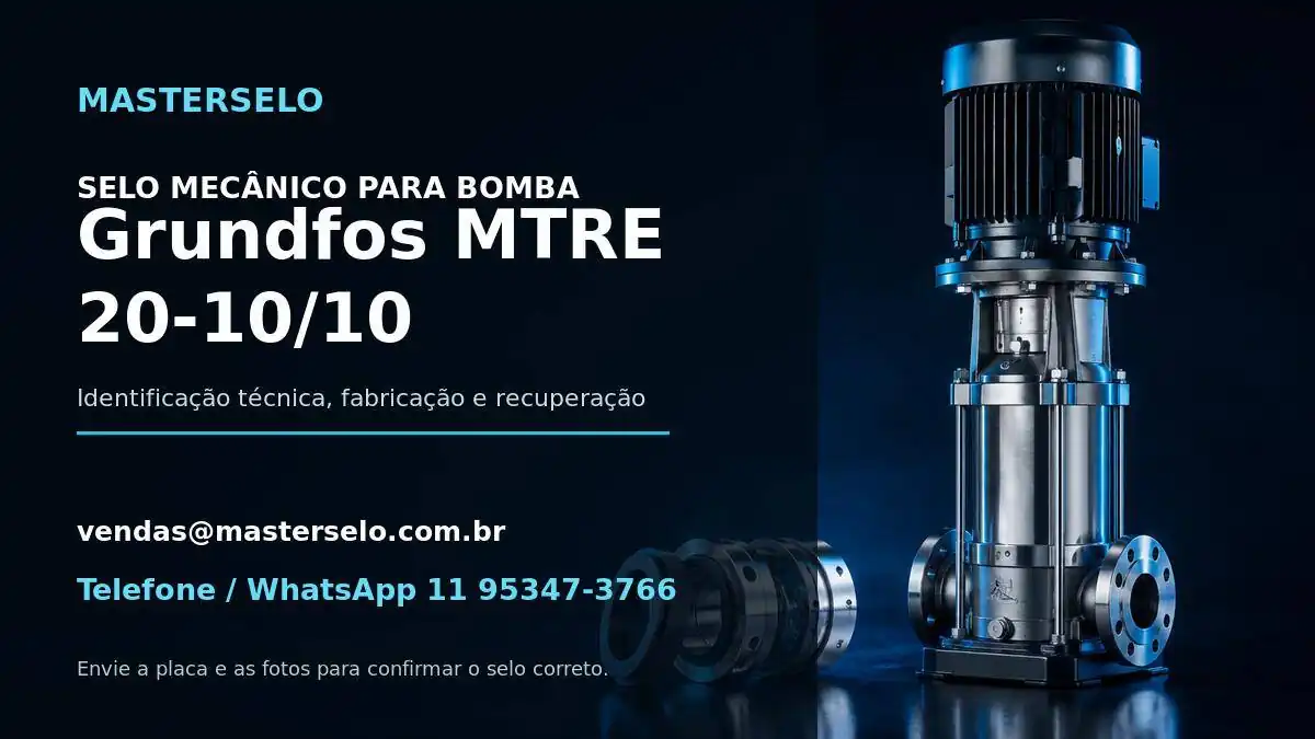 Imagem do modelo de bomba Grundfos MTRE 20-10/10 usada na identificação do selo mecânico