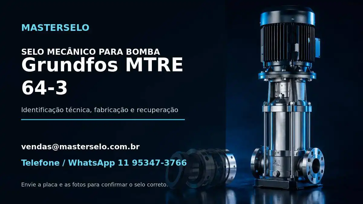 Imagem do modelo de bomba Grundfos MTRE 64-3 usada na identificação do selo mecânico