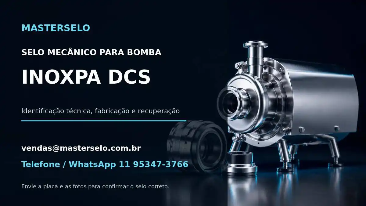 Imagem do modelo de bomba INOXPA DCS usada na identificação do selo mecânico