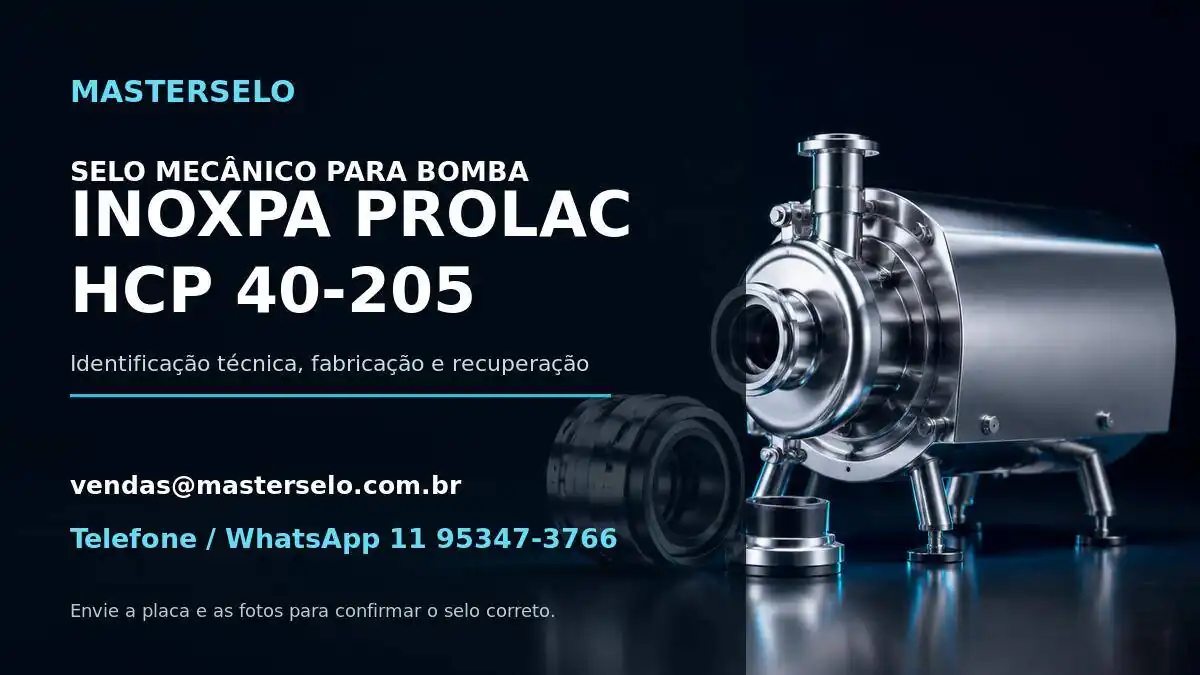Imagem do modelo de bomba INOXPA PROLAC HCP 40-205 usada na identificação do selo mecânico