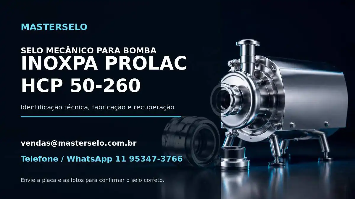 Imagem do modelo de bomba INOXPA PROLAC HCP 50-260 usada na identificação do selo mecânico
