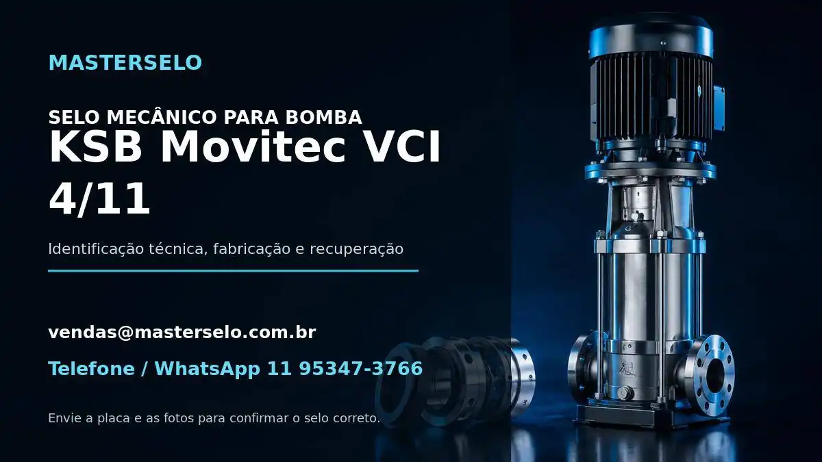 Imagem do modelo de bomba KSB Movitec VCI 4/11 usada na identificação do selo mecânico