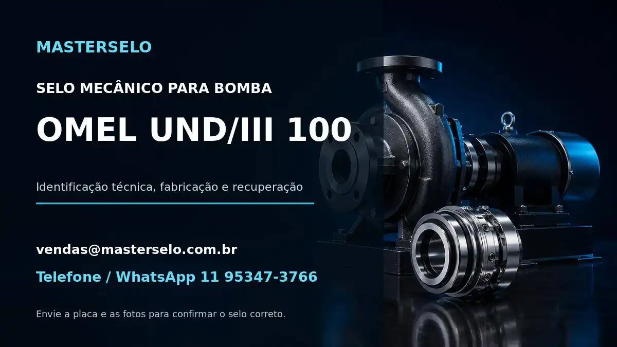 Imagem do modelo de bomba OMEL UND/III 100 usada na identificação do selo mecânico