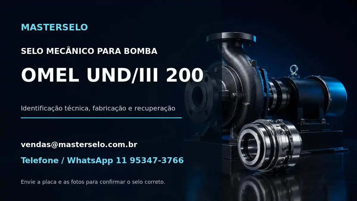 Imagem do modelo de bomba OMEL UND/III 200 usada na identificação do selo mecânico