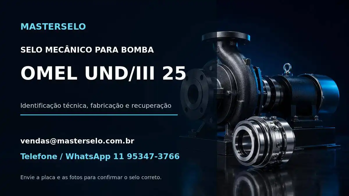 Imagem do modelo de bomba OMEL UND/III 25 usada na identificação do selo mecânico