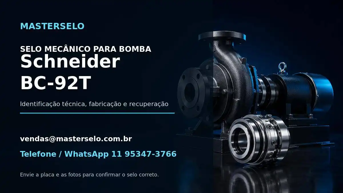 Imagem do modelo de bomba Schneider BC-92T usada na identificação do selo mecânico